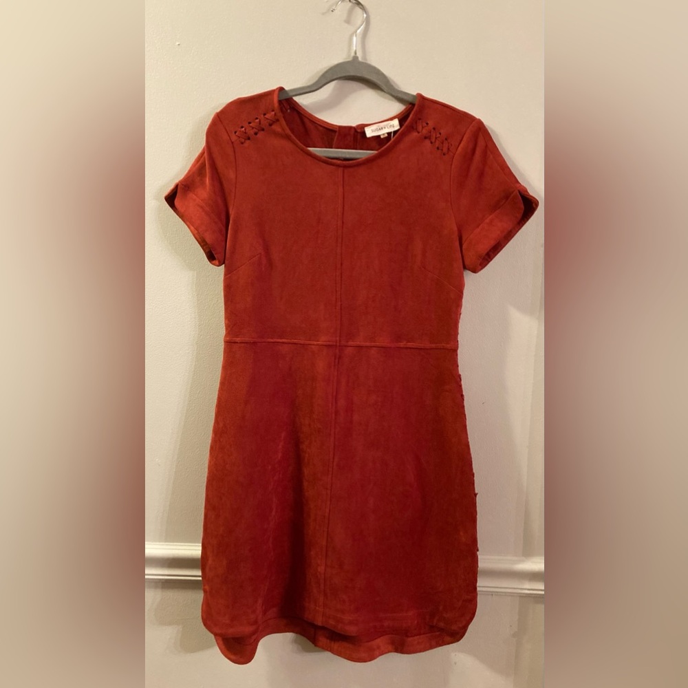 NWT Sugar + Lips Faux Suede Dress